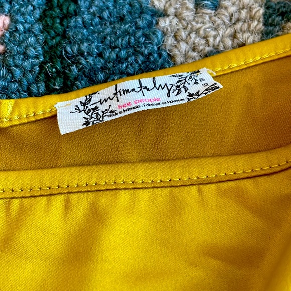 Free People Silk Golden Chartreuse Crop Top - Picture 2 of 4